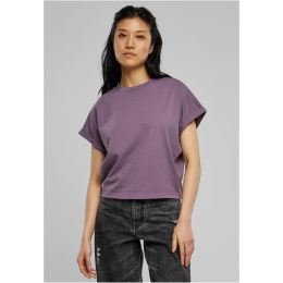 Снимка на Women's Short Pigment Dye Cut On Sleeves T-Shirt Grey Purple