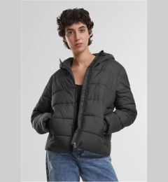 Снимка на Women's short quilted jacket with hood black