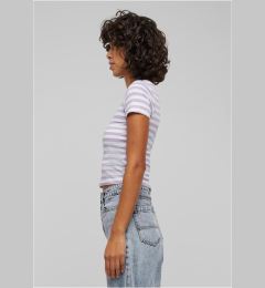 Снимка на Women's short T-shirt with stripes white/lilac