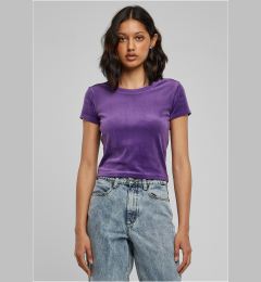 Снимка на Women's short velvet T-shirt in purple color