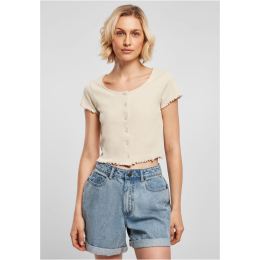 Снимка на Women's Soft Seagrass T-Shirt Cropped Button Up Rib