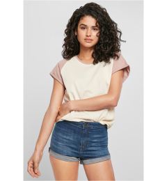 Снимка на Women's T-Shirt Contrast Raglan Cream/Pink