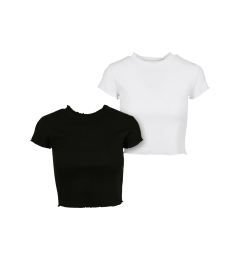 Снимка на Women's T-shirt Cropped Rib 2-Pack black/white