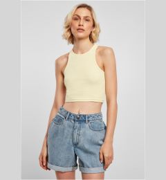 Снимка на Women's T-shirt Cropped Rib Top soft yellow