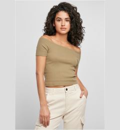 Снимка на Women's t-shirt in khaki color with a stretched shoulder