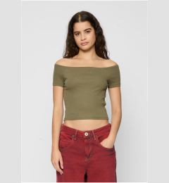 Снимка на Women's T-shirt Off Shoulder Rib Tee 2-Pack white+olive