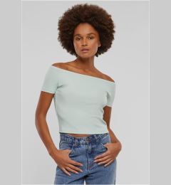 Снимка на Women's T-Shirt Organic Off Shoulder Rib - mint