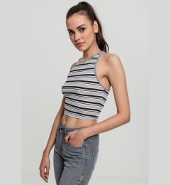 Снимка на Women's T-Shirt Rib Stripe Cropped Top Dark/White/Grey