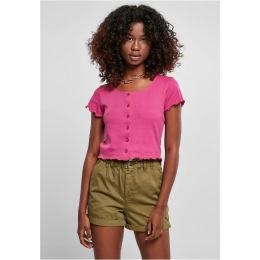 Снимка на Women's T-shirt with button fastening and ribbed light purple