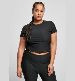 Снимка на Women's T-shirt with short lace trim black
