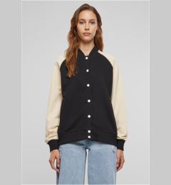 Снимка на Women's Terry Raglan College Jacket - Black/White Sand
