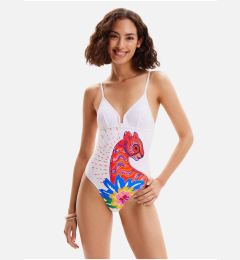 Снимка на Women's White Patterned One-piece Swimsuit Desigual Panter - Women