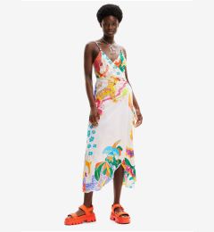 Снимка на Women's White Wrap Beach Dress Desigual Selva - Women