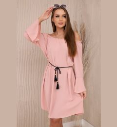 Снимка на Włoski Dress tied at the waist with a drawstring powder pink