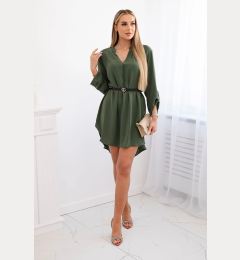 Снимка на Włoski Dress with longer back and belt khaki