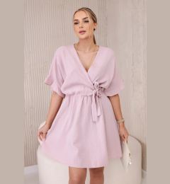 Снимка на Włoski Muslin dress with waist dark pink