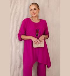 Снимка на Włoski Set of blouse + pants with pendant dark powder pink