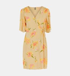 Снимка на Yellow Floral Tie Wrap Dress Pieces Tianna - Women
