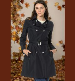 Снимка на Z6642 DEWBERRY WOMEN'S TRENCH COAT-PLAIN NAVY BLUE