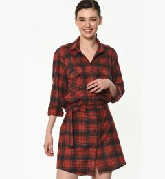 Снимка на Z6669 DEWBERRY WOMEN'S SHIRT-RED-NAVY BLUE