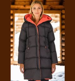 Снимка на Z6687 DEWBERRY WOMEN'S COAT-BLACK-ORANGE-1