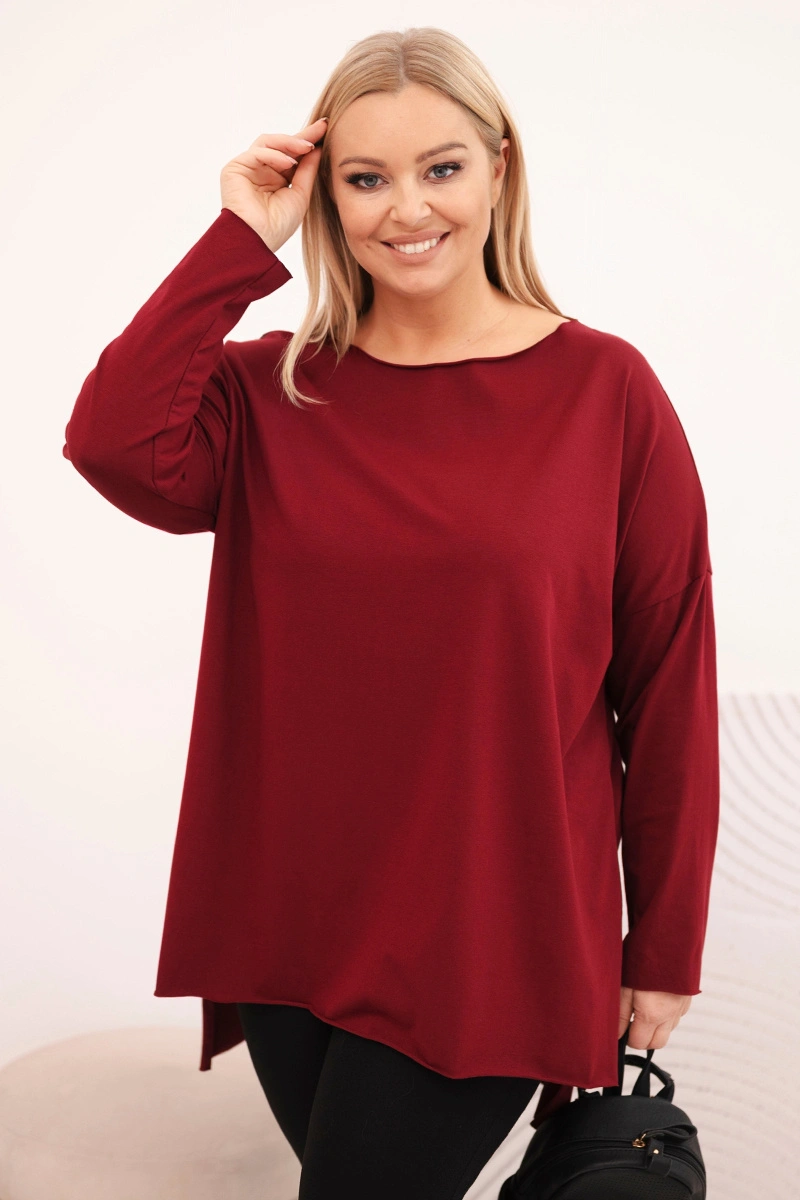 Снимка на Асиметрична дамска блуза Plus Size бордо