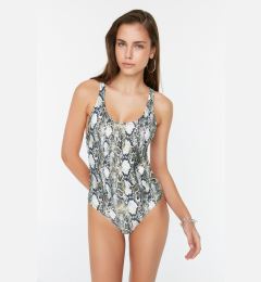Снимка на Бански костюм Trendyol Brown Snake Print