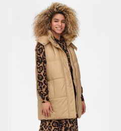 Снимка на Бежов ватиран елек с подвижна качулка ONLY Demy - Ladies