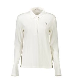 Снимка на Бяла дамска поло риза с дълъг ръкав