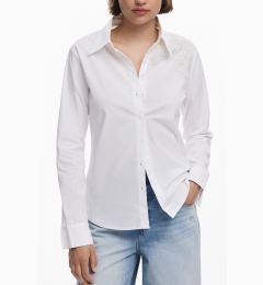 Снимка на Бяла дамска риза с дълъг ръкав