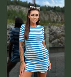 Снимка на Бяла и синя мини рокля с райета Mayflies