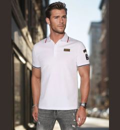 Снимка на Бяла мъжка поло риза с лепенки