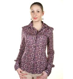 Снимка на Дамска риза с дълъг ръкав с шарки