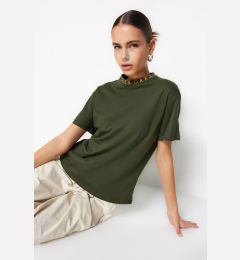 Снимка на Дамска тениска Trendyol Collar Printed