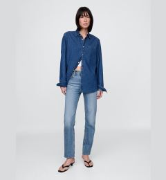 Снимка на Дамски дънки GAP с висока талия от 90-те години на миналия век, тънки и прави