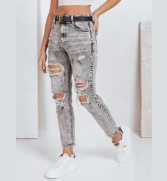 Снимка на Дамски дънки тип „push-up“ с дупки, сиви