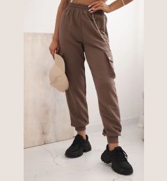 Снимка на Дамски памучен карго панталон с джобове и верижка