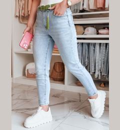 Снимка на Дамски тесни дънки с висока талия и колан