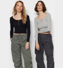 Снимка на Дамски топ. Trendyol TWOAW22BZ0134/Black-Grey