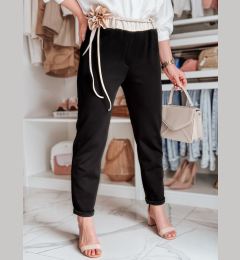 Снимка на Дамски черен панталон LEGISSA с флорални детайли