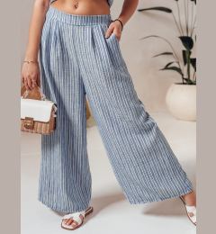 Снимка на Дамски широки панталони с райета MODERESS