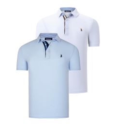 Снимка на ДВОЕН КОМПЛЕКТ T8582 МЪЖКА ТЕНИСКА DEWBERRY-BABY BLUE-WHITE