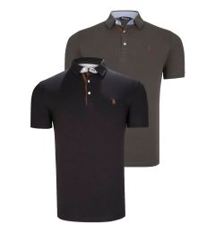 Снимка на ДВОЕН КОМПЛЕКТ T8582 МЪЖКА ТЕНИСКА DEWBERRY-BLACK-KHAKI
