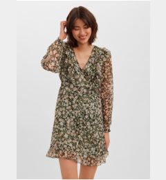 Снимка на Зелена флорална рокля с къдри VERO MODA Ina - Жени