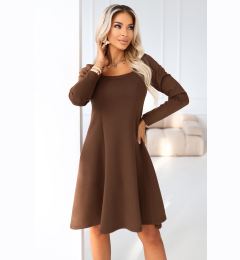 Снимка на Кафява рокля с дълъг ръкав Ivana