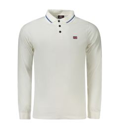 Снимка на Мъжка бяла поло риза с дълъг ръкав