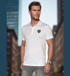 Снимка на Мъжка бяла поло риза с кръпка