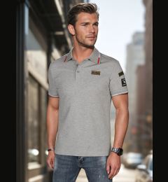 Снимка на Мъжка поло тениска с лепенки, сива