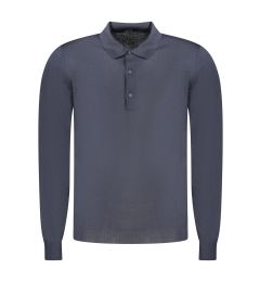 Снимка на Мъжка синя поло риза с дълъг ръкав