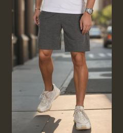 Снимка на Мъжки къси панталони от трико, тъмносиви